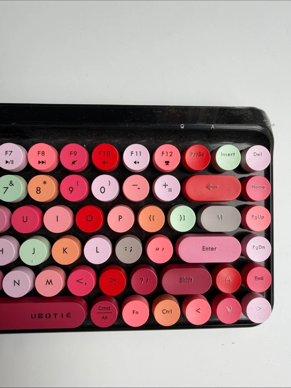 UBOTIE Retro Round-Key Wireless Keyboard - Pink Mix